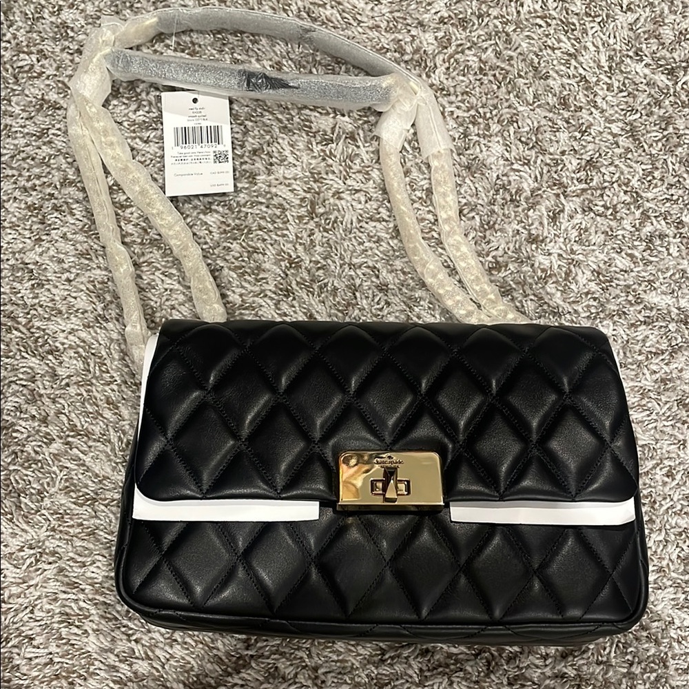 Kate Spade Black and White Quilted Shoulder Bag